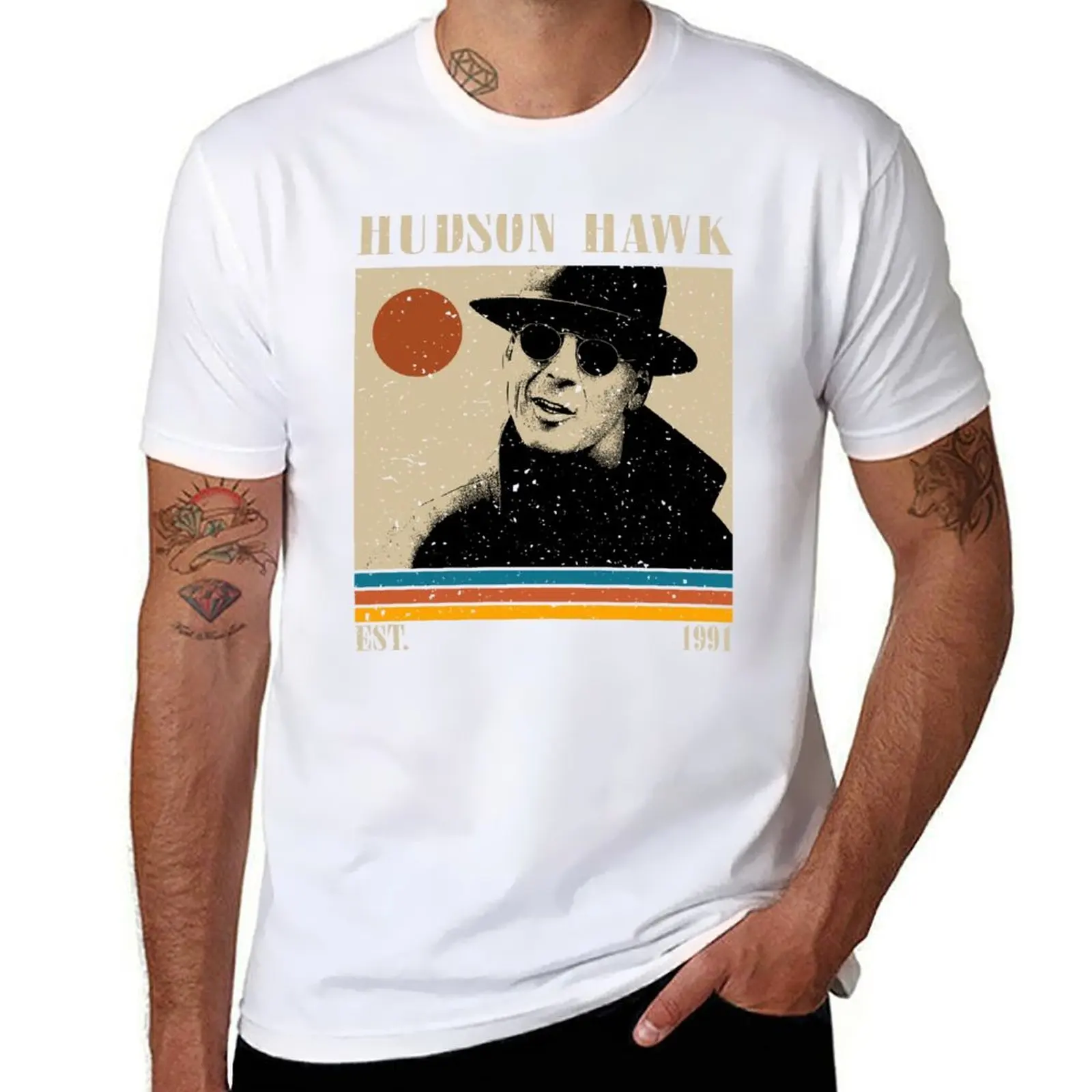 

Ретро футболка Hudson Hawk, мужская футболка, хлопковая футболка высокого качества, мужская футболка с принтом на заказ, роскошная футболка