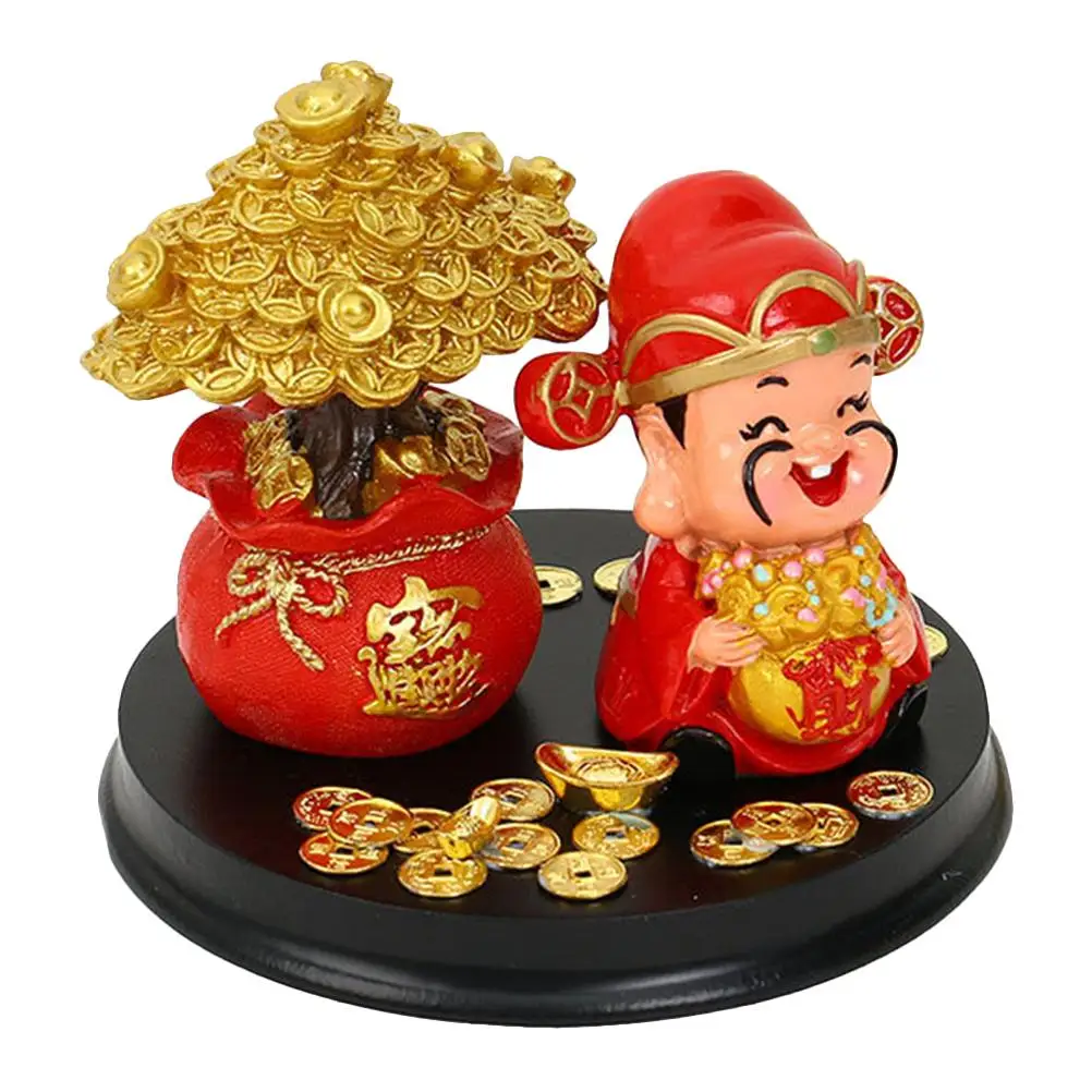 

of Fortune Statue Resin Decorative Figurine Household Ornament Wreath Wealth Carving Gift Living Room Office Study Bedroom