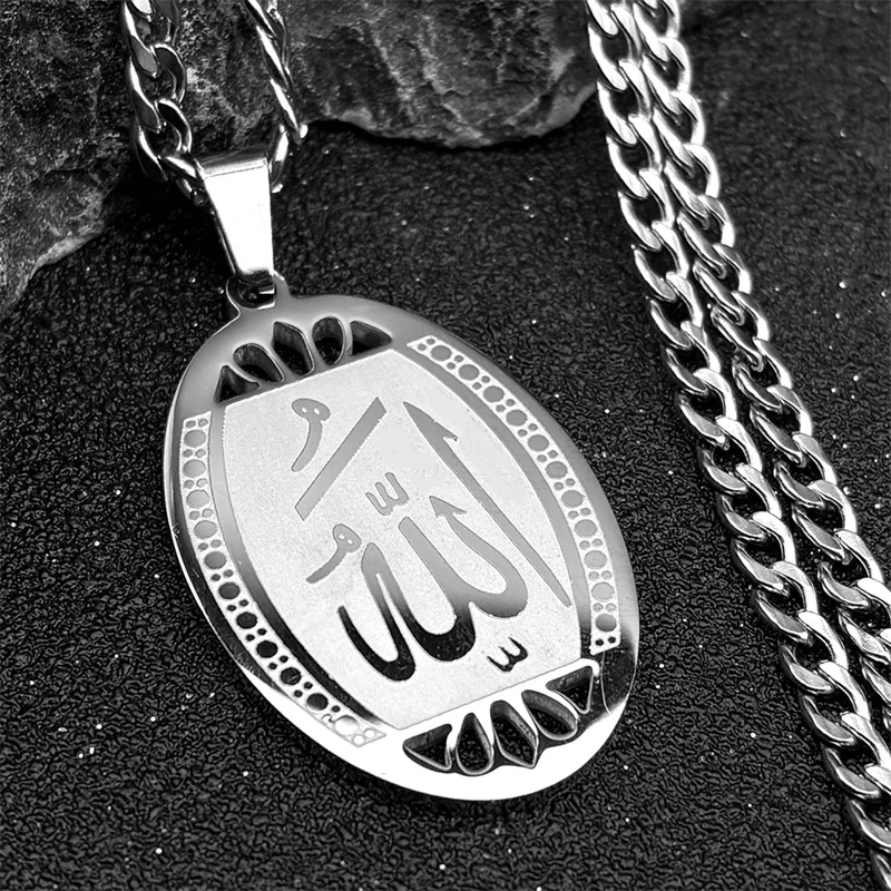 Alla Koran-Symbol Anhänger Edelstahl Gold/Silberfarben Modeschmuck für Damen und Herren Religiöse Halskette Armband Accessoires