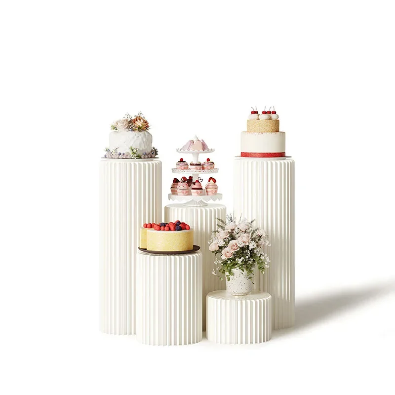 Paper cylindrical display stand Wedding dessert Nakashimadai shopping mall window circular display rack Creative clothing store
