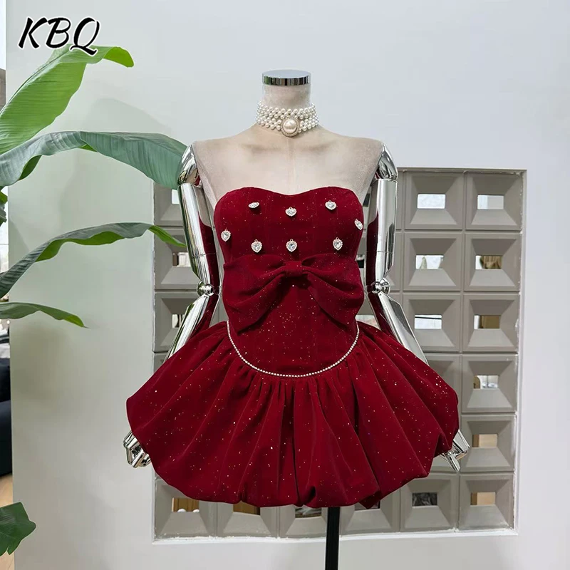 

KBQ однотонные элегантные платья с открытой спиной для женщин, лоскутное платье-туника без бретелек без рукавов с бантом, женская мода, новинка