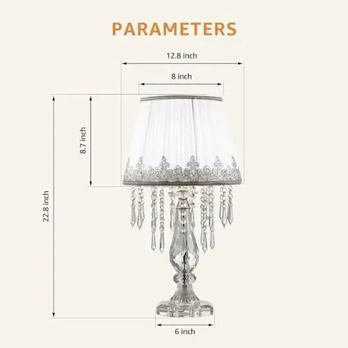 Modern Crystal Table Lamp Set of 2 with Dimmable Light for Bedroom Living Room Elegant Design view 3