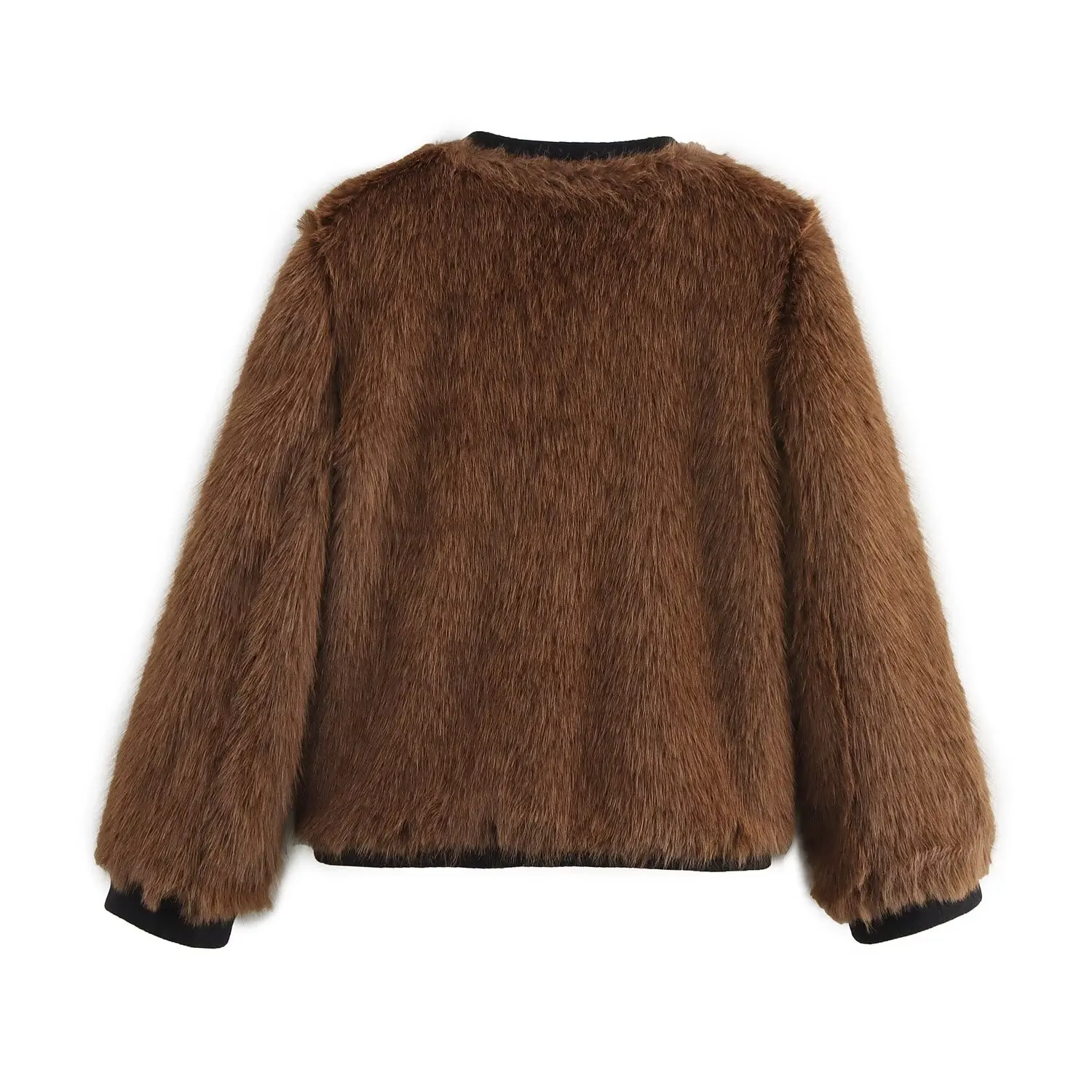 European and American Fashion Versatile Artificial Fur Effect Long-sleeved Jacket 2025 Spring New Product