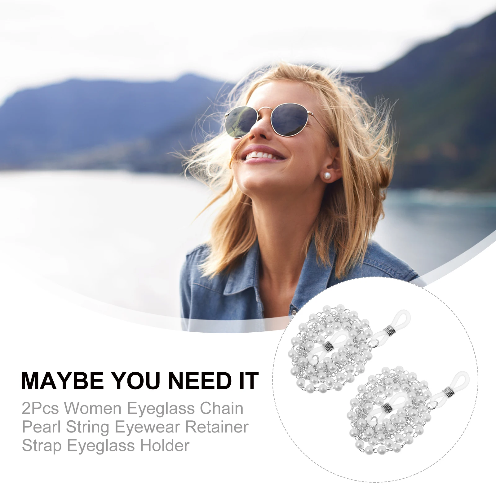 

2pcs Chic Pearl Eyeglass Chain Anti-Slip Glasses Necklace Holder Durable Mask Retainer Strap Fashion Eyewear Accessory For