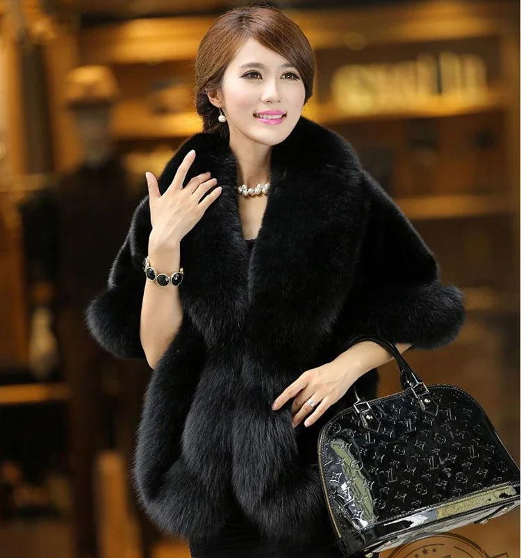 Cotday Fox Fur Rabbit  Coat Cape  Looks New Thin Mink  Women Autumn and Winter  Like Shawl Short   X1160