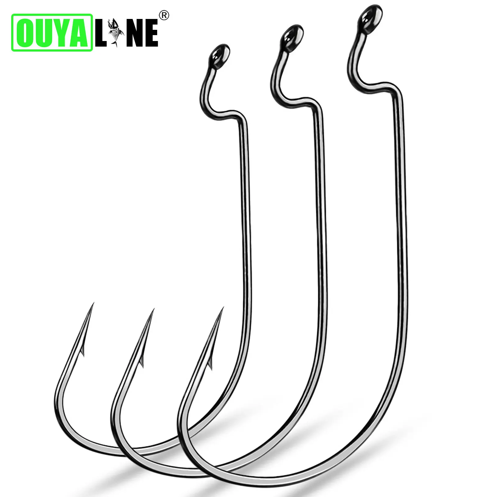 

5pcs/lot Fishing Hook Set High Carbon Steel Wide Crank Hooks Offset Fishhook For Soft Worm Lure Barbed Hooks Carp Fishing Tackle