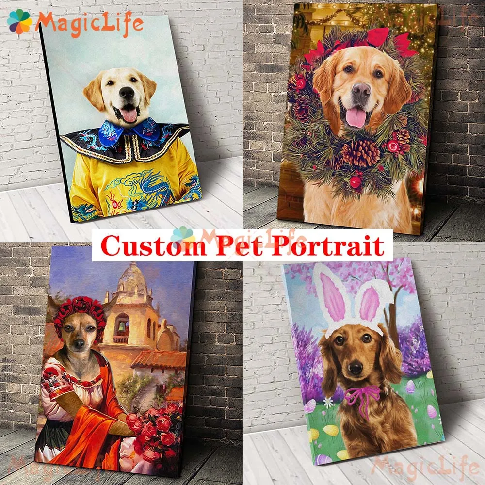 

Custom Royal Animals Vintage Pet Dog Cat Poster Wall Art Canvas Painting Wall Pictures For Living Room Decor Gift Unframed