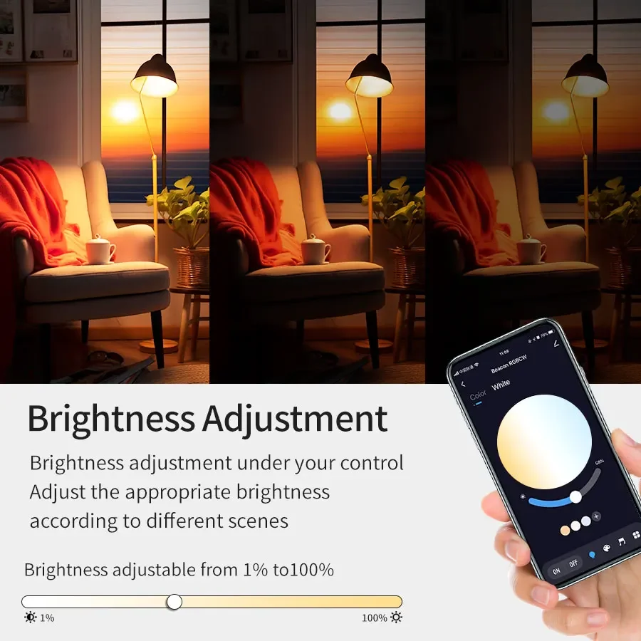 Tuya Smart Bluetooth Lâmpadas LED, E27, 220V, 9W, 15W, 18W, RGB Lâmpada, Controle APP, Regulável, Temporizador, Quarto, Decoração da sala de estar