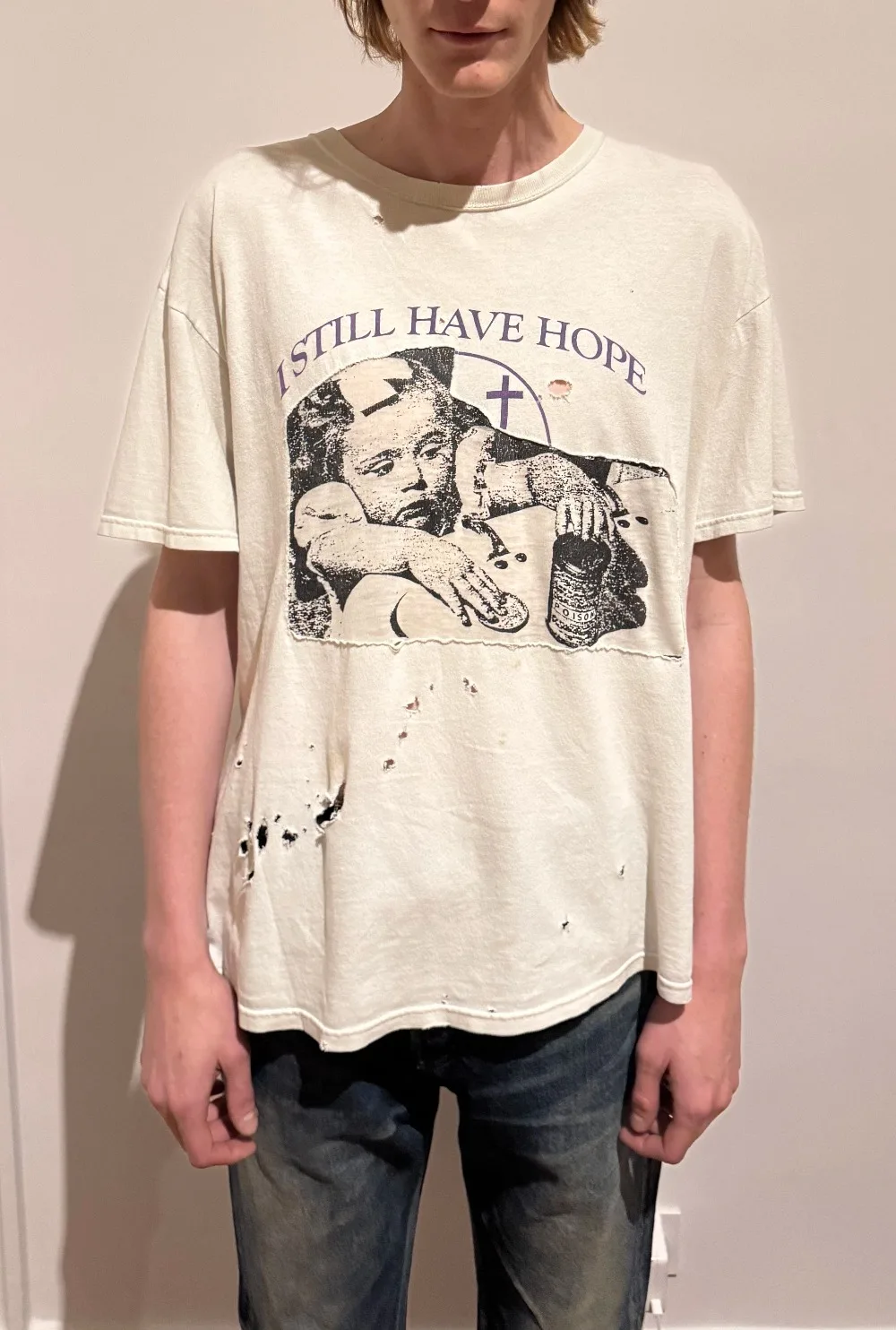 ER/D 25fw Hope Girl Patch Crew Neck Washed Short Sleeve T-Shirt