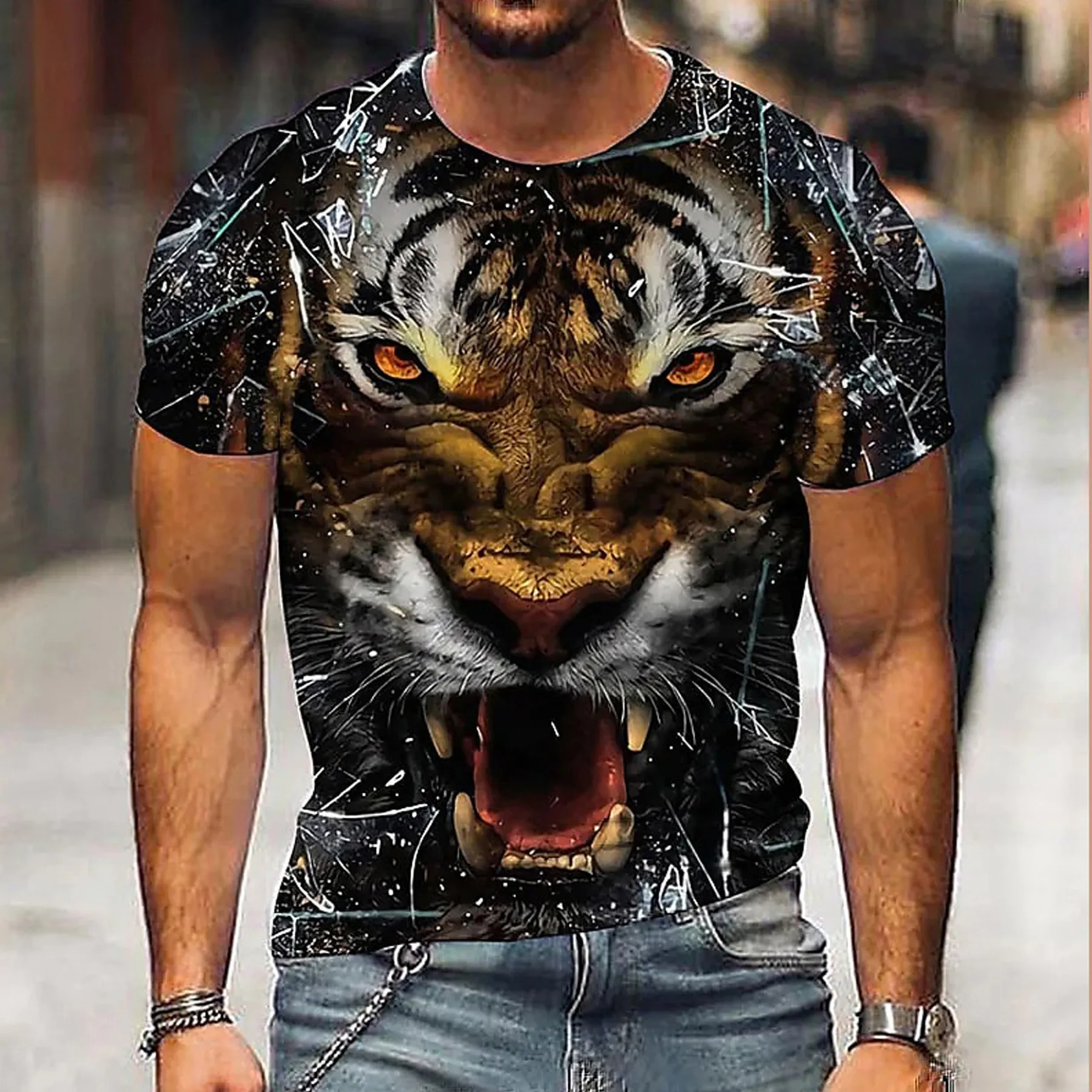 

Men's Shirts With Print 3d Tiger Tees Tops Fashion Animal Pattern T Shirt Streetwear Fashion Clothes Kids Tshirt Woman t-shirts