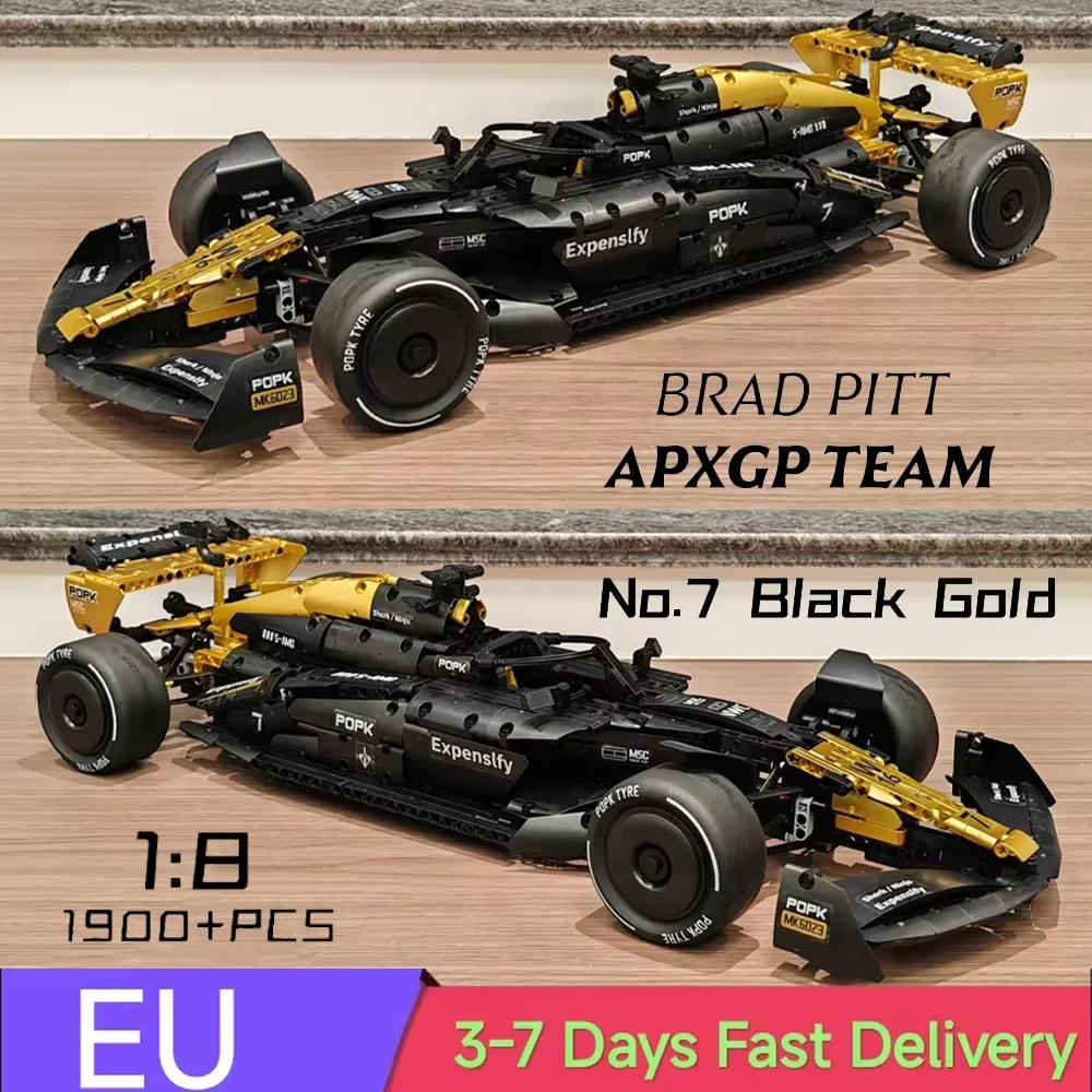 MK6023 NOVO Conjunto de Blocos de Montar MOC DIY Modelo de Carro BRAD PITT Nº 7, 1969 Peças, Escala 1:8, Desempenho Clássico Técnico, Brinquedo para Meninos, Presente