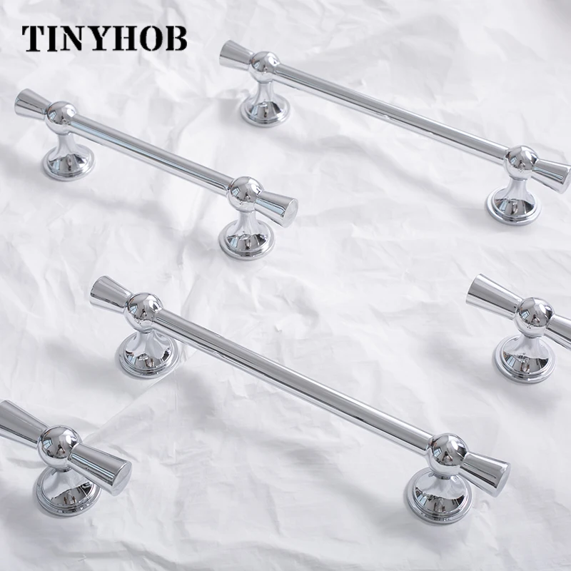 Bright Chrome Kitchen Cabinet Hardware  Cupboard Handles T Bar Furniture Hardware Drawer Pulls Door Handle Kitchen Accessories