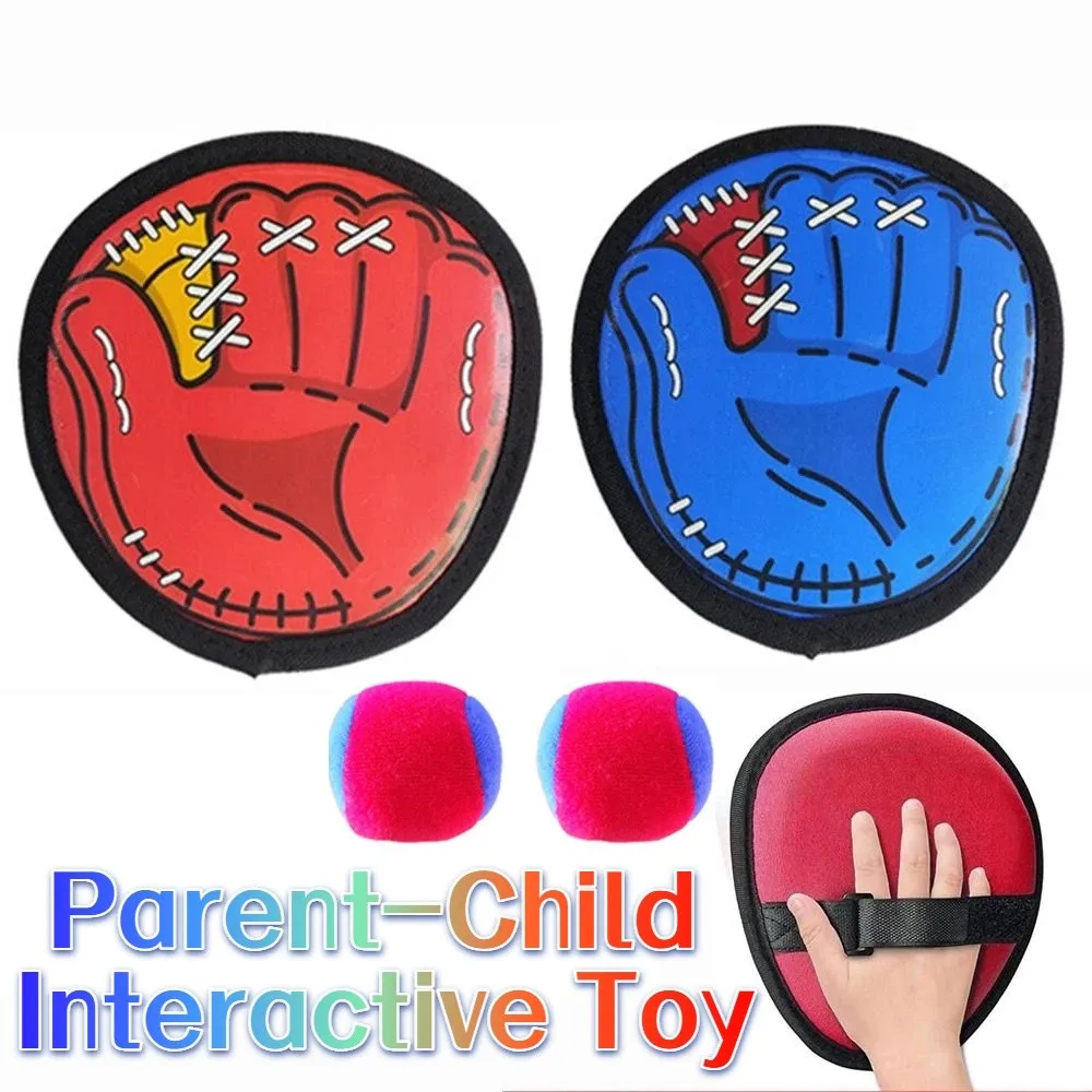 Creative Catching Ball Game Toy Colorful Ball Racket Parent-Child Interactive Toy Sticky Target Racket Hand-Grabbed Ball