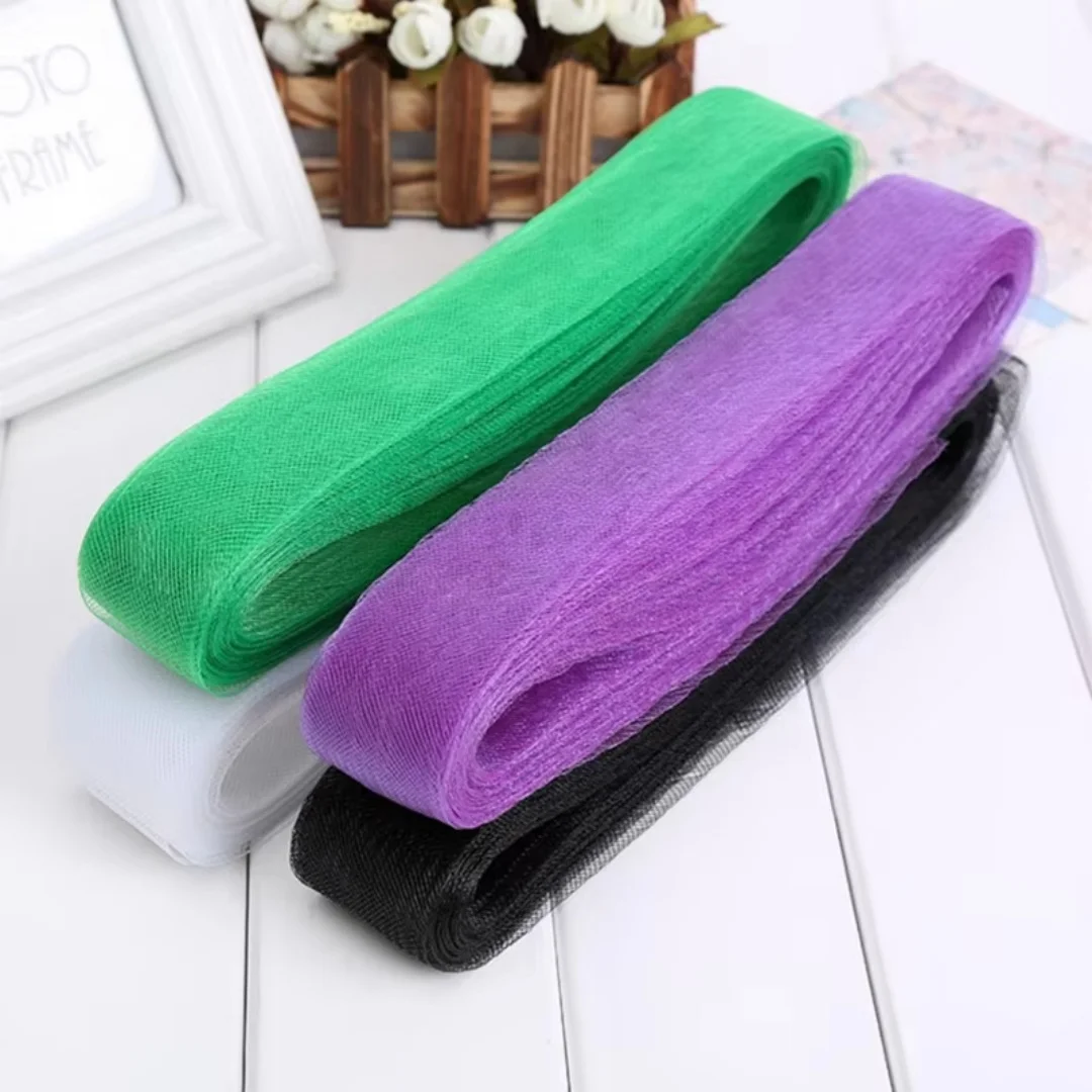 Bright Multi‑Colored Polyester Horsehair Crinoline Braid 50 Yards Skirt Flare Shaper Sewing Trimming for Wedding & Stage Dresses