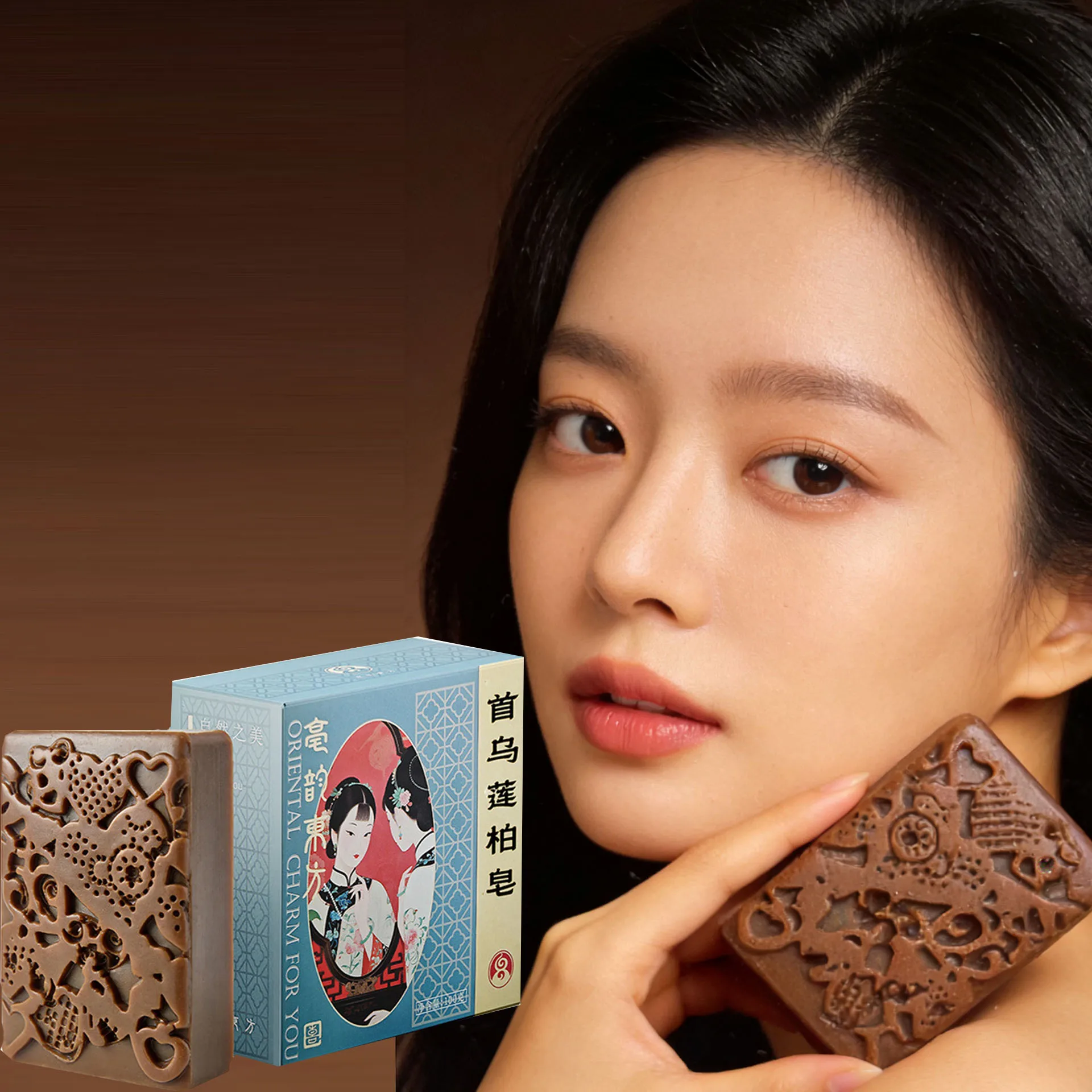 Shouwu Herbal Soap Nourishes Hair Deep Cleansing Oil Control Anti-itching Anti-loss Soothing Black Hair Handmade Soap Household