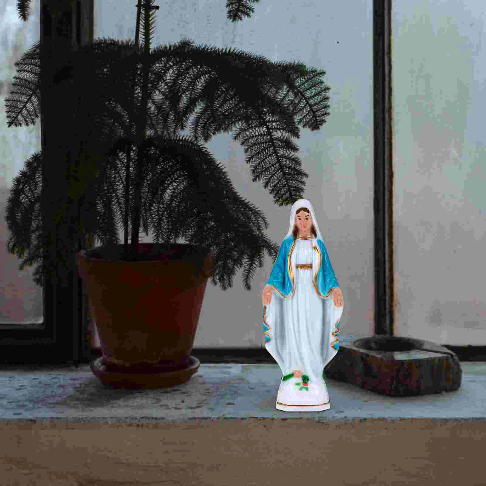 Our Lady of God Ornament Desktop Religious Style Adornment Church Gift Faith Decoration Plastic Tabletop Mary Figurine Detail