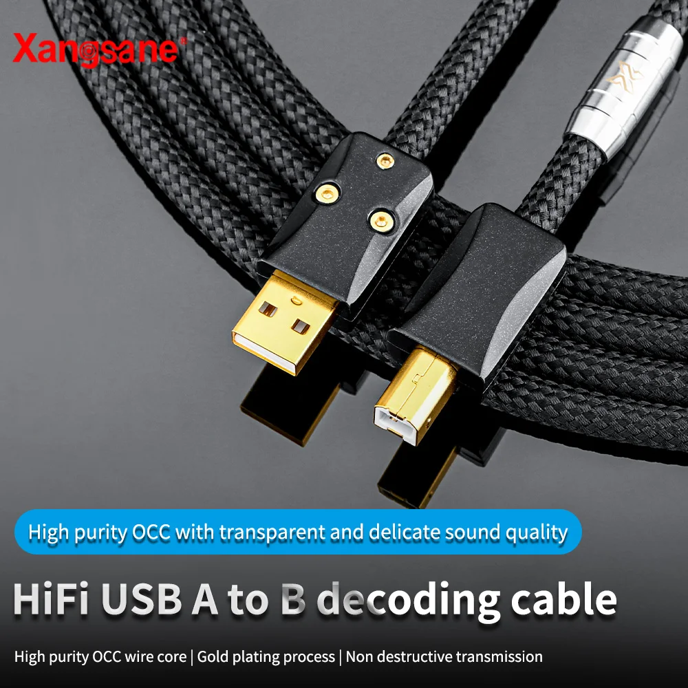 Xangskin hifi USB otg cable USB a a b tipo c cable 5N OCC lighting to USB B audio cable decoder DAC sound card A-B schermatura