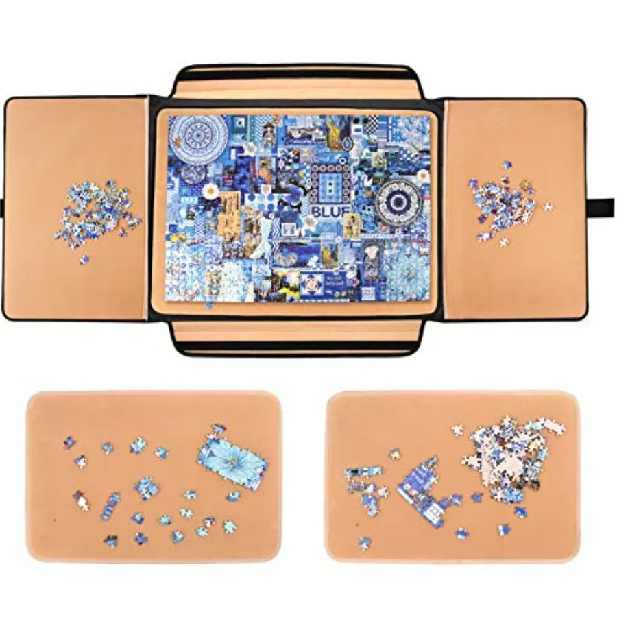 

Jigsaw Puzzle Board for Home Use, Felt Material, Gray, Portable with Sorting Trays Detachable Non-Slip Surface
