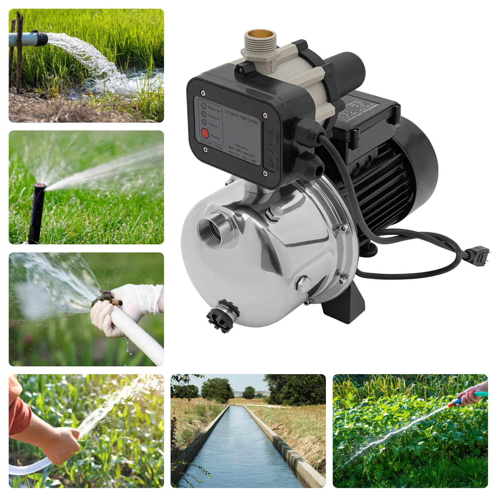 1.5 HP 115V Shallow Well Pump Sprinkler Booster Jet Pump w/Automatic Controller for Garden Lawn Irrigation System Water Transfer