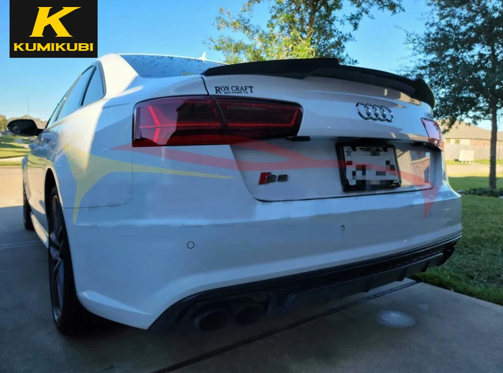 2012-2018 For Audi A6 S6 C7 M4 Style Real Carbon Fiber Trunk Spoiler High Quality Rear Wing Glossy Black Or Matte Black Body Kit