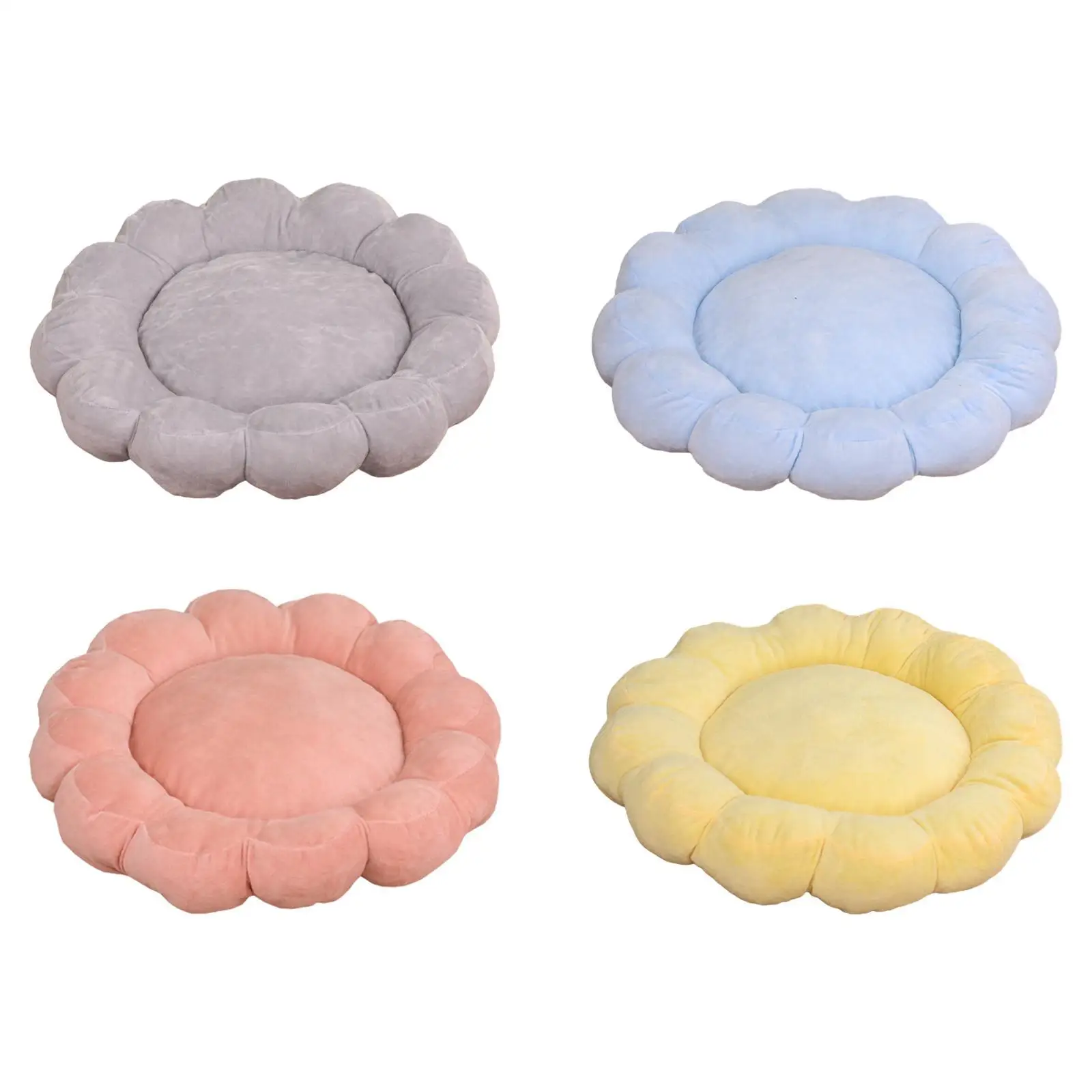 سرير قطط على شكل زهرة لطيفة غير قابل للانزلاق للخريف والشتاء وسادة قطيفة لطيفة تعشيش الحيوانات الأليفة الناعمة