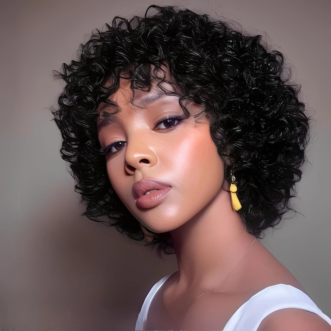 

Lekker 100% Human Hair Short Afro Curly Bob Wigs For Women Brazilian Remy Hair Full Machine Made Glueless Daily Blonde Brown Wig