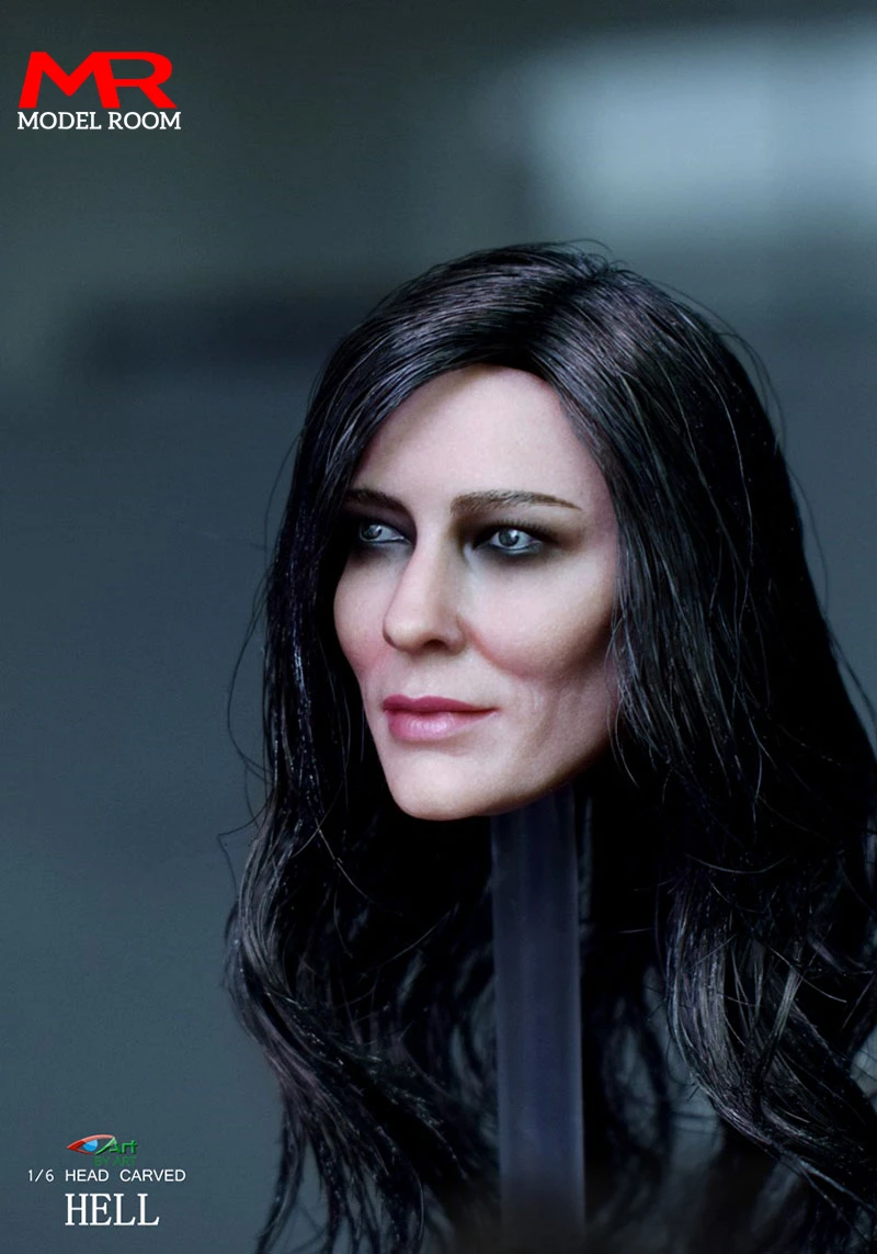 In Stock BY-ART BY-T9 1/6 Goddess of Death Hela Head Sculpt Cate Blanchett Head Carving Model Fit 12\'\' Action Figure Body Dolls