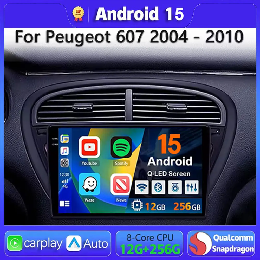 

Автомобильный радиоприемник Android 15 2din для Peugeot 607 2004-2019, GPS-навигация, умные автомобильные системы, беспроводной Android Auto Carplay, автоэкран