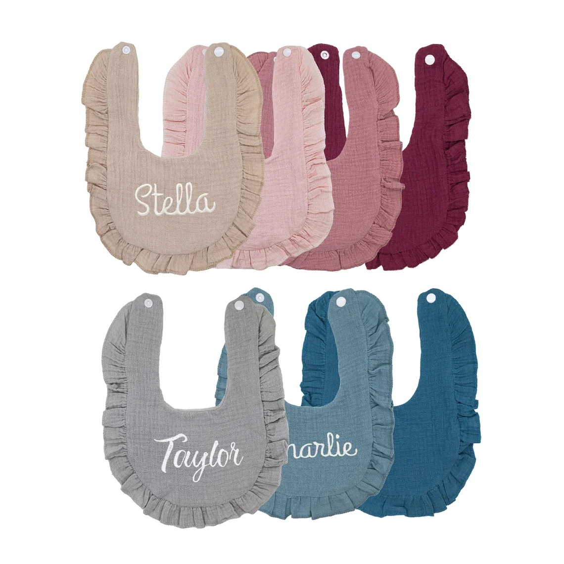 Personalized Name Baby Bibs BibRuffle Solid Infants Lace Saliva Towel Soft Cotton Burp Cloth For Newborn Toddler Kids Bibs