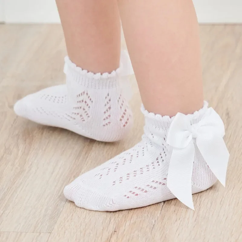 Lawadka Children's Girls Socks Summer Mesh Thin Kids Socks for Girls Bow Princess White Black Baby Sock Fashion Style 0-5Years