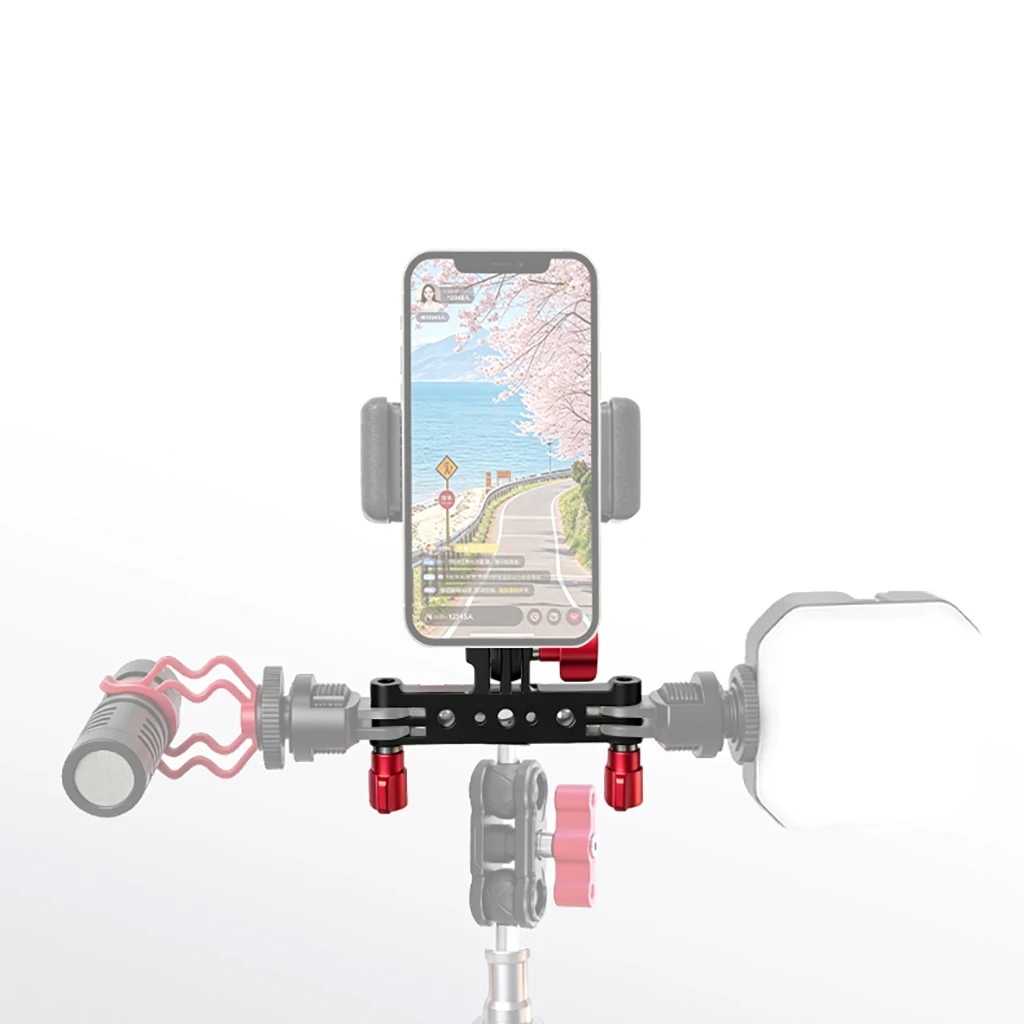 BGNing 3-in-1 Erweiterungshalterung für GoPro10 Action-Kamera mit 1/4-Zoll- und Arri-Lochanschlüssen, LED-Licht-Monitorständer, Vlog-Livestreaming-Aufsatz – Detail 16