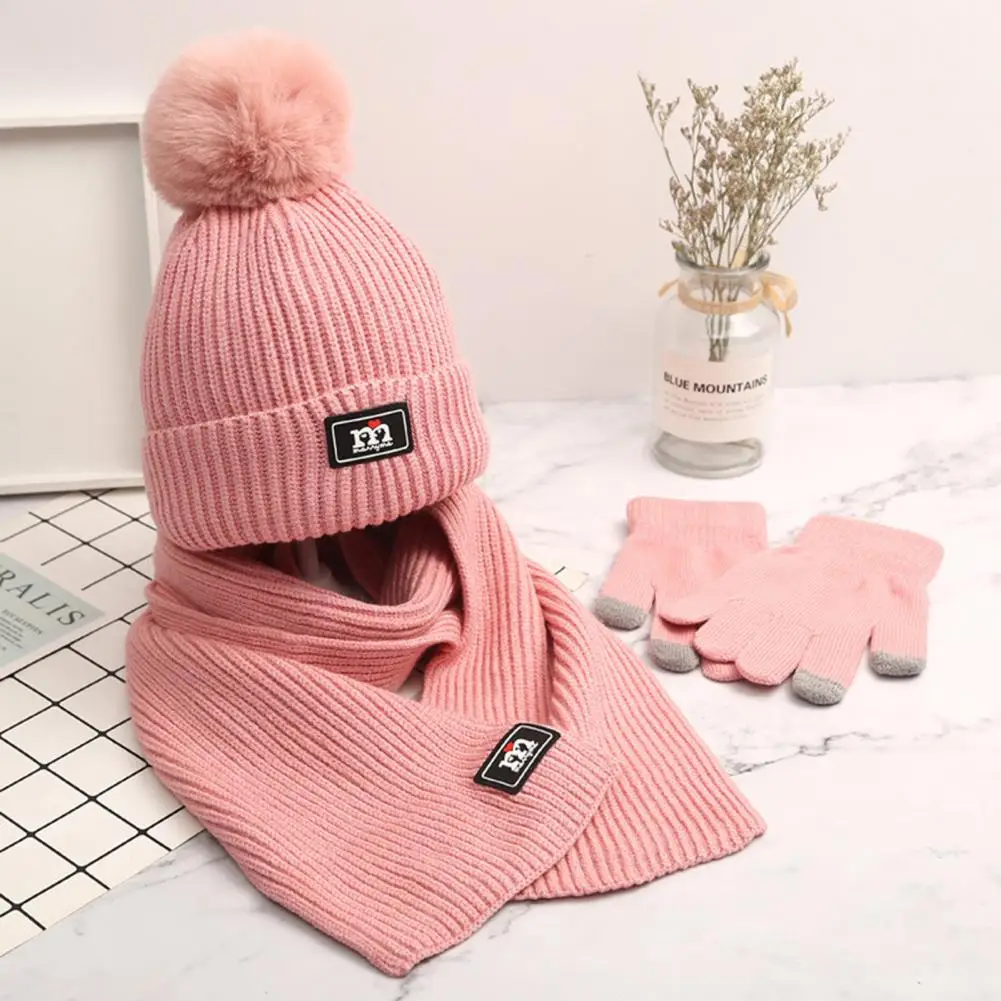 Ensemble d'accessoires d'hiver pour enfants, chapeau, écharpe, gants, boule en peluche, décor, coupe-vent, chaud pour garçons