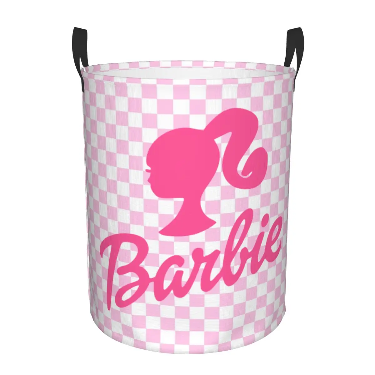 Custom Barbie Logo Laundry Hamper Large Storage Basket Cute Kids Nursery Toy Organizer