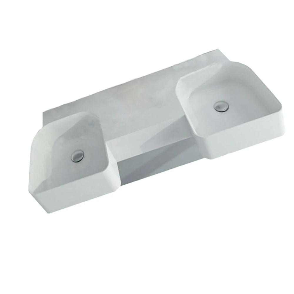 Rectangular Matt Solid Surface Stone Hung Wash Sink Double Wall Mounted Washbasin RS38190-1380A