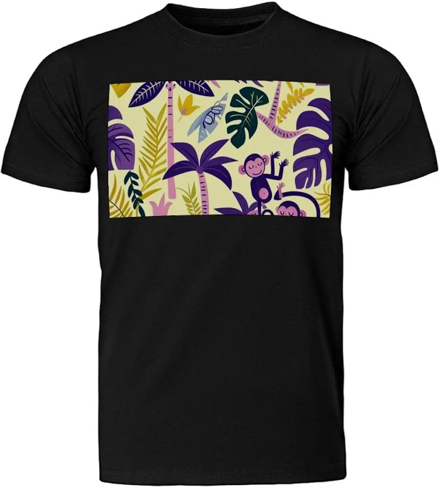 Cartoon Monkey Crocodile Tropical Flower  Unisex T-shirts for Men Women Summer Tees Cotton Luxury brand vintage oversized