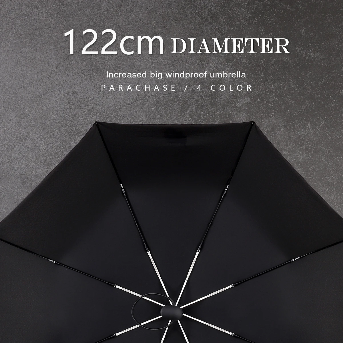 Parachase-Big Automatic Umbrella Men and Women, 8 Ribs, Business Large Folding Umbrella Windproof, 122cm, Big Golf Umbre