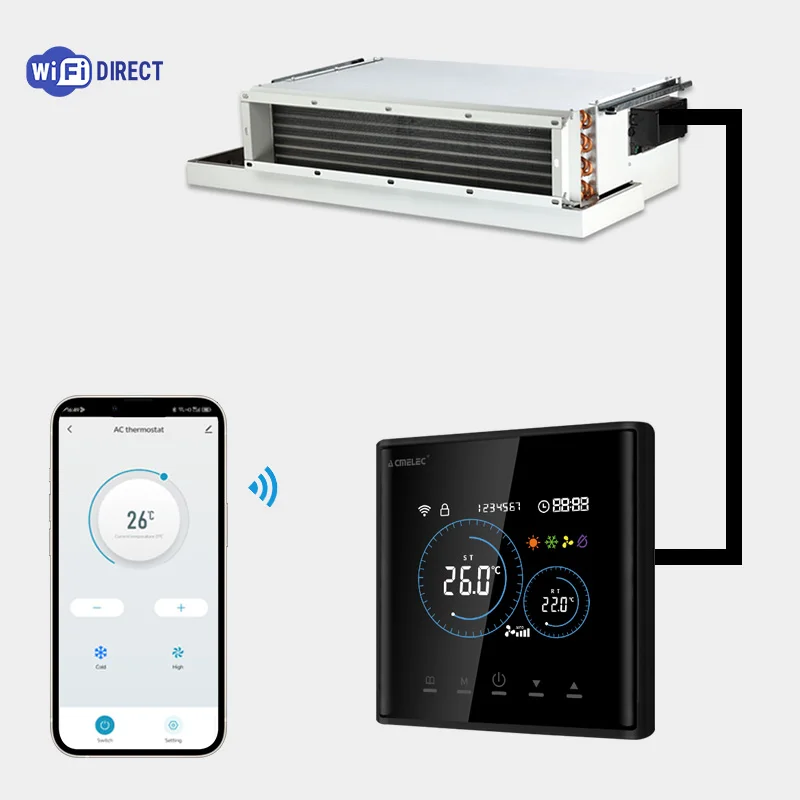 Smart Fan Coil Thermostat HVAC WiFi Digital Room Thermostat Modbus Controller for Fan Coil Unit
