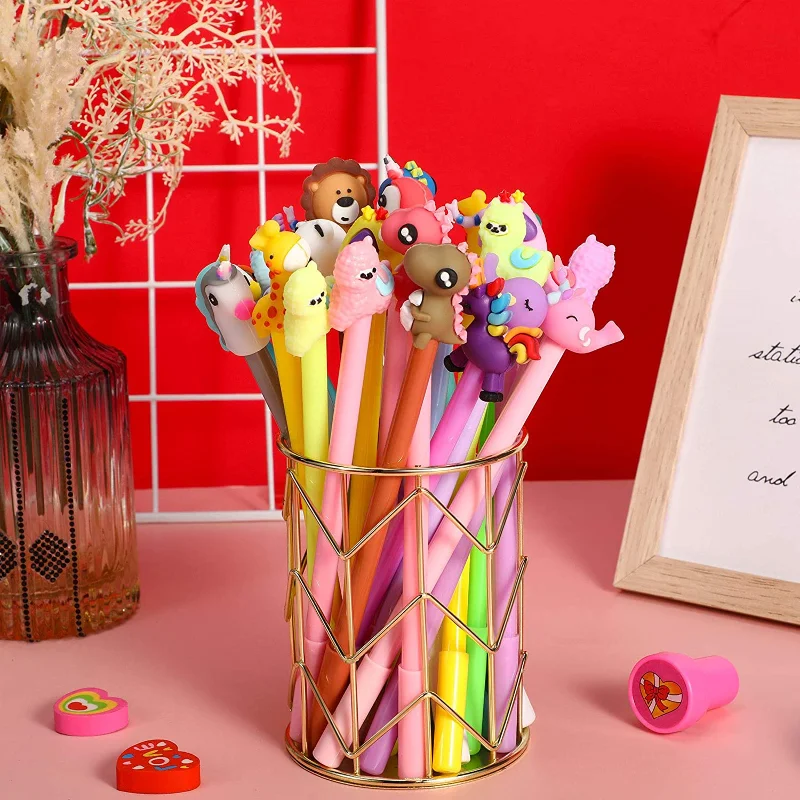 40 Pcs Cute Cartoon Gel Ink Pens Cartoon Animal Writing Pens 0.5Mm Stationery School Office Home Student Kids Present