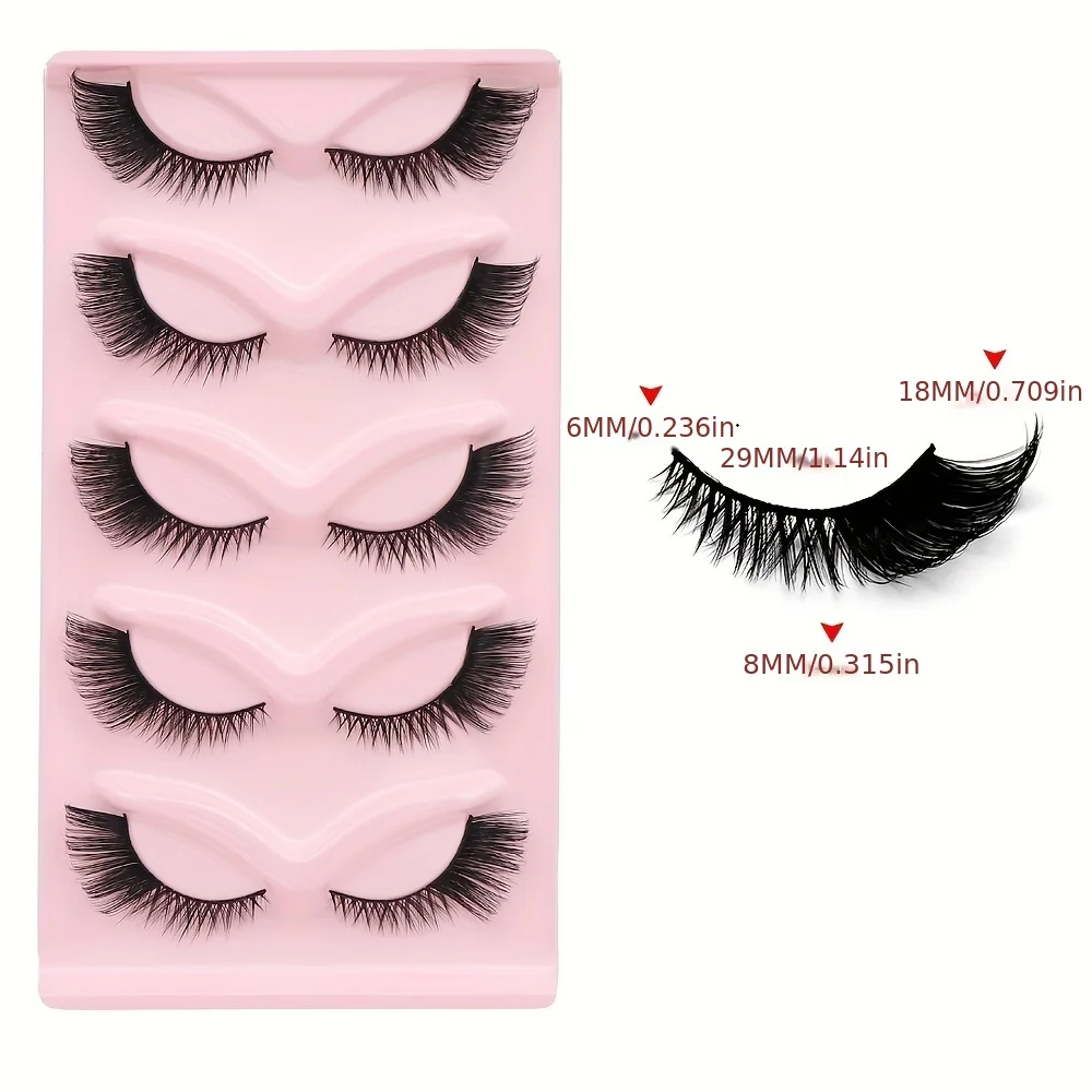 5 Pairs Wispy Cat Eye Lashes - Hypoallergenic, Long & Thick False Eyelashes For A Dramatic Look