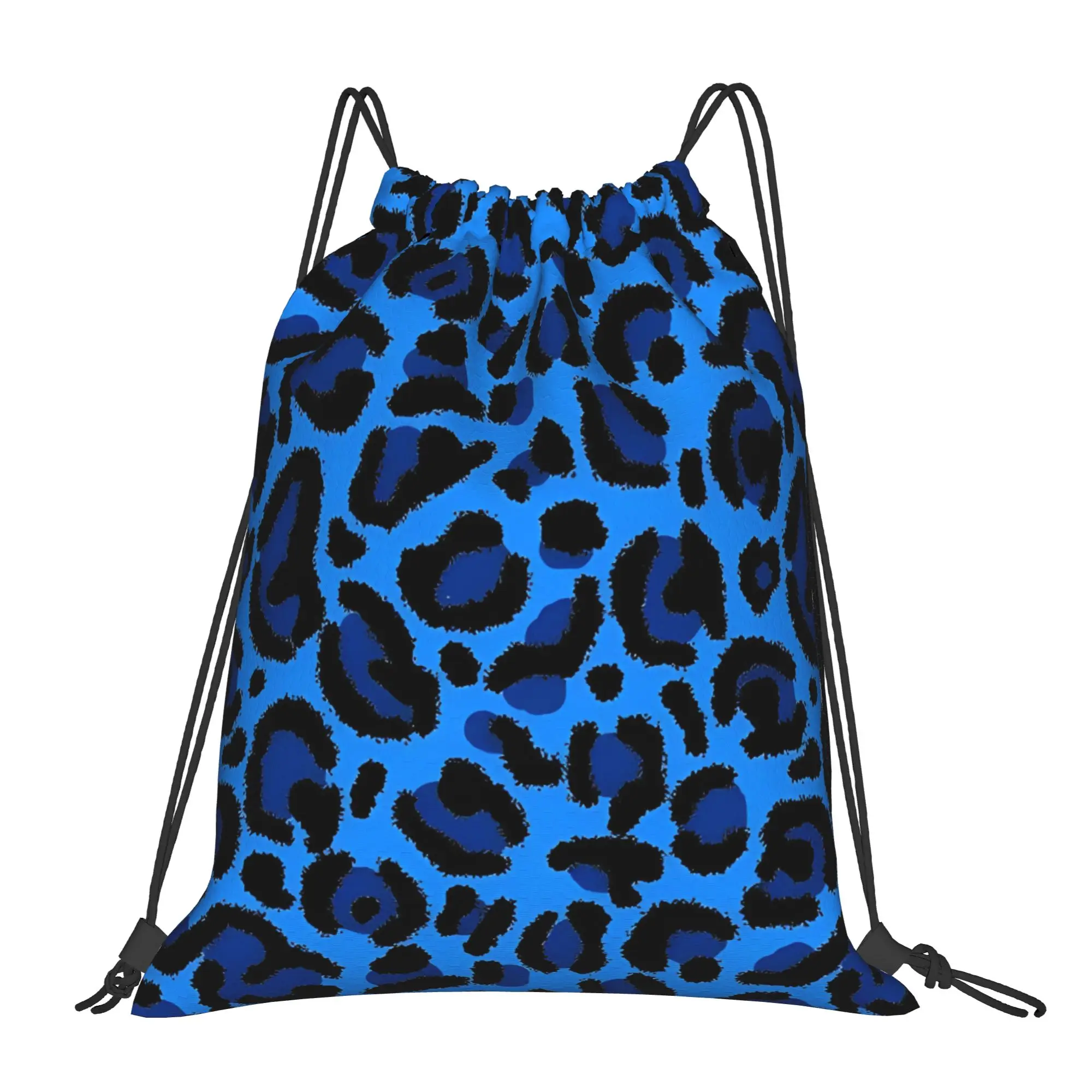 Blue Y2K Aesthetic Leopard Print Leopard Print Multi-function Men Women Storage Backpack Travel Bag Print Drawstring Bags