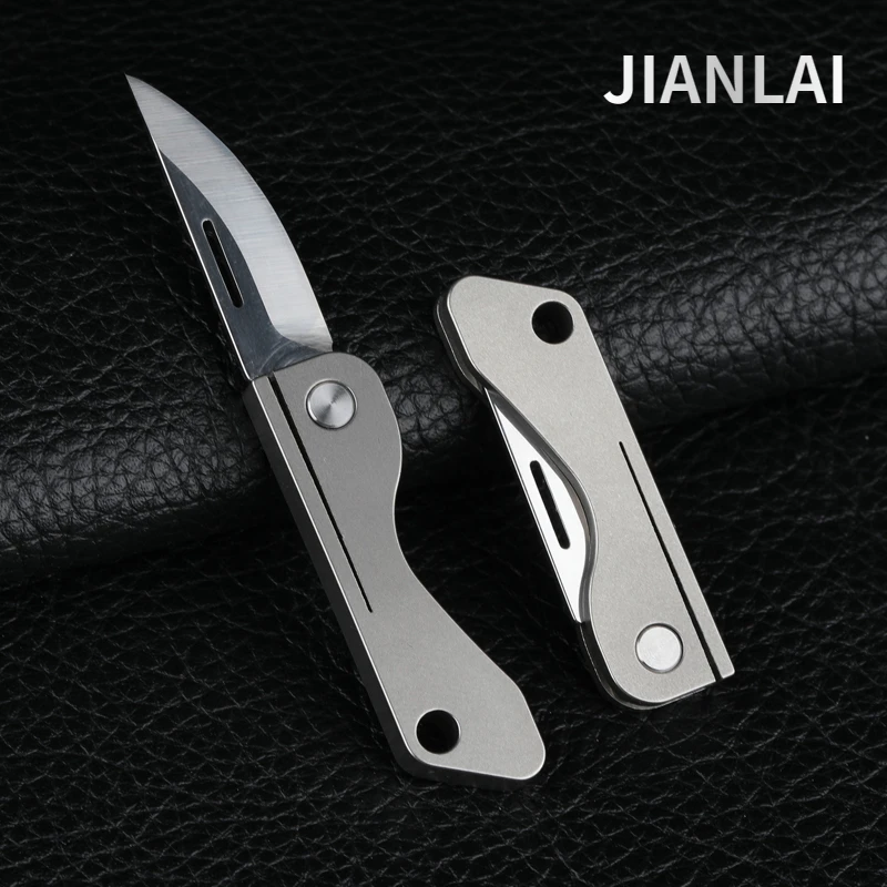 Titanium mini EDC pocket knife camping equipment open box knife keychain hanging outdoor multifunctional portable knife