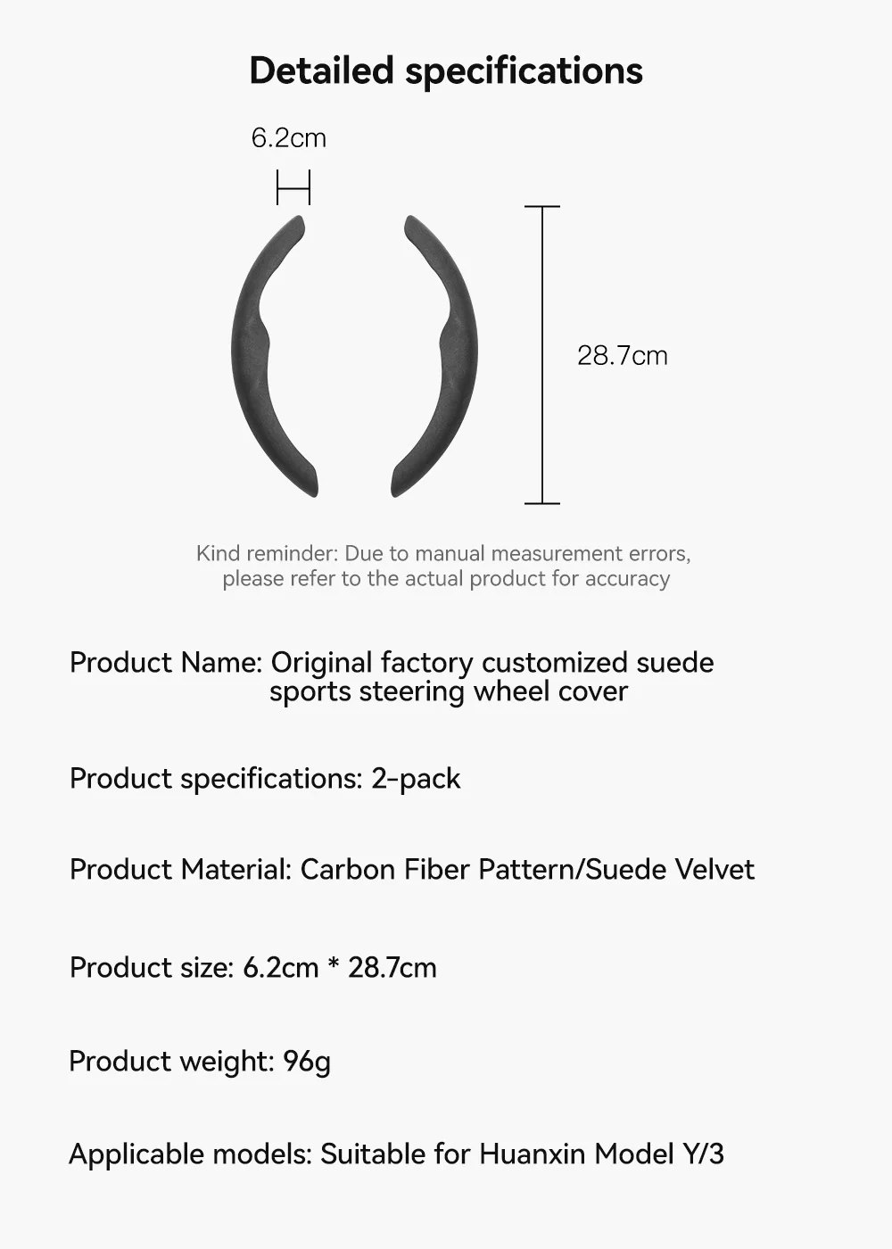 Lenkradabdeckung aus Carbonfaser-Optik, Sportlenkrad, rutschfeste Hülle, universell passend für Tesla Model 3 und Y, ideal für Autofahrten. – Detail 16