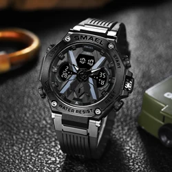 SMAEL Brand 8087 For Men's Digtal Quartz Watches 50m Waterproof Dual Display LED Back Light Watch