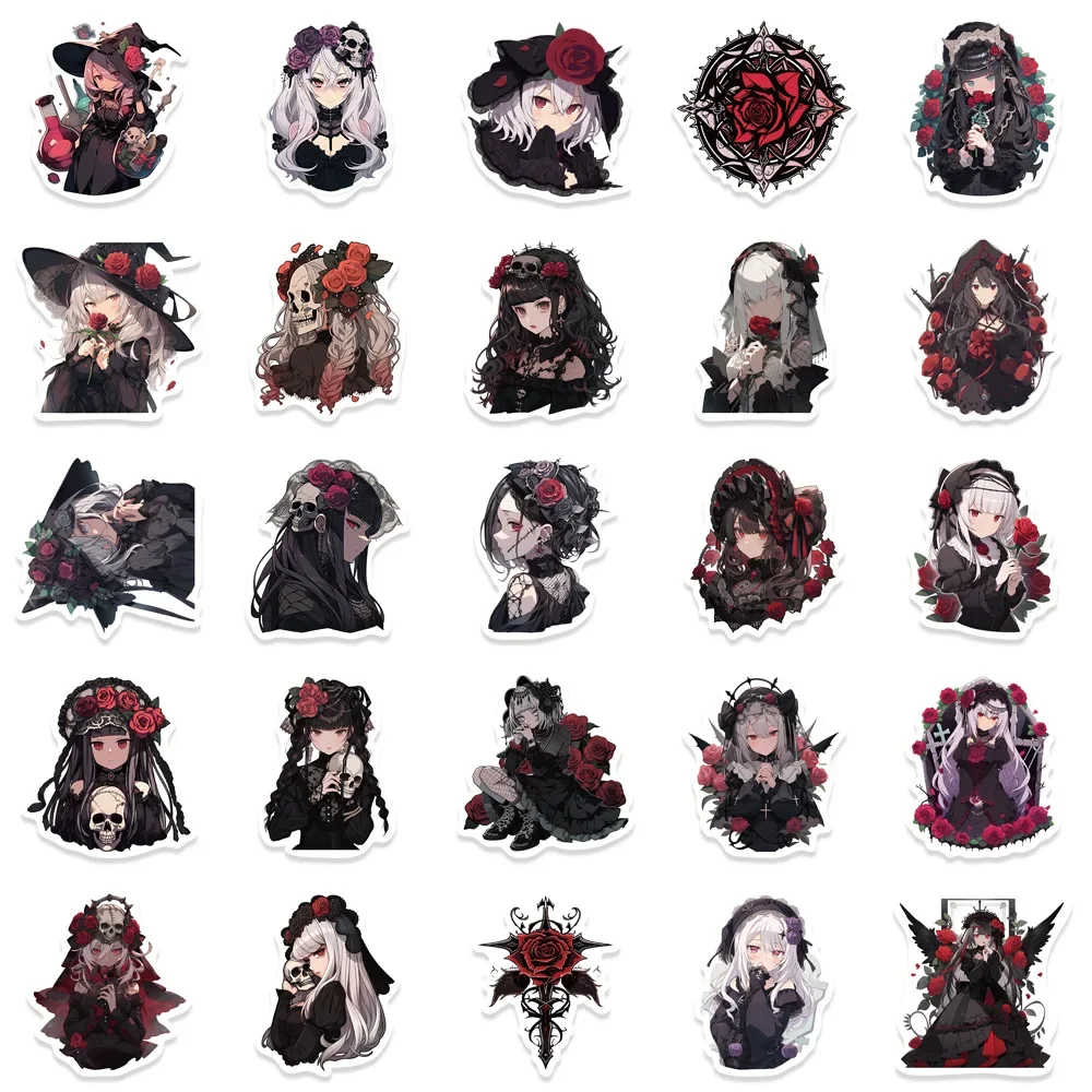 10/30/50Pcs Retro Gothic Girl  Waterproof Graffiti Sticker Aesthetic Decorative Luggage Laptop Cup Phone Scrapbook Kids Stickers