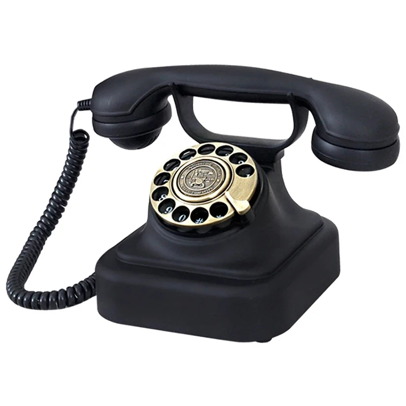 Rotary Dial Telephone with Mechanical & Electronic Bell, Redial, Retro Corded Phone Vintage Fixed Telephone Art Decorations