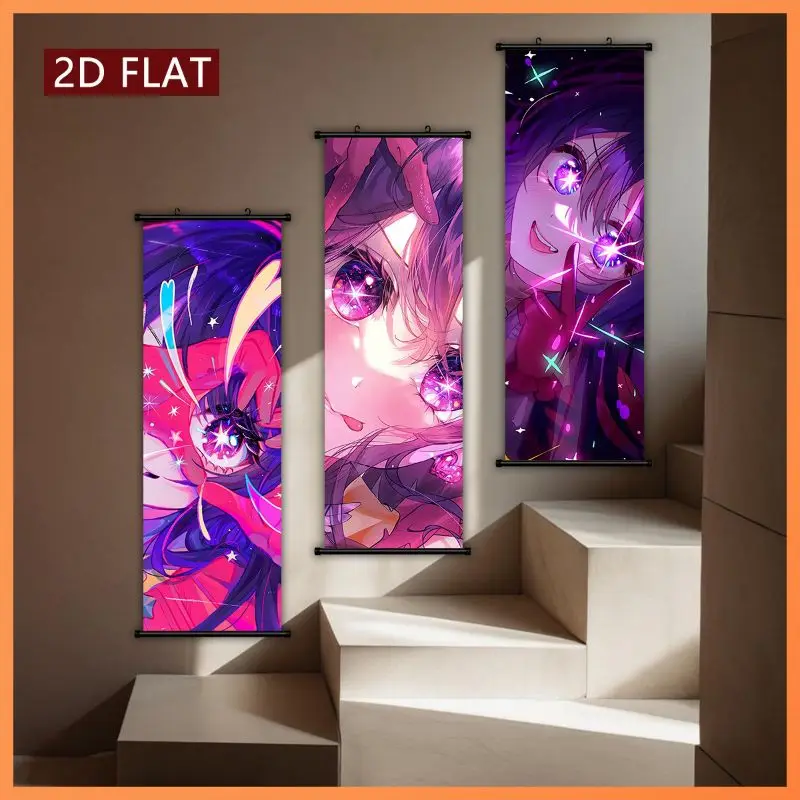 VIKAMA Pink Anime Girl Eyes Wall Tapestry Sparkle Magical Kawaii Scroll Art Home Decor Warm Cozy Soft Durable Aesthetic Gift