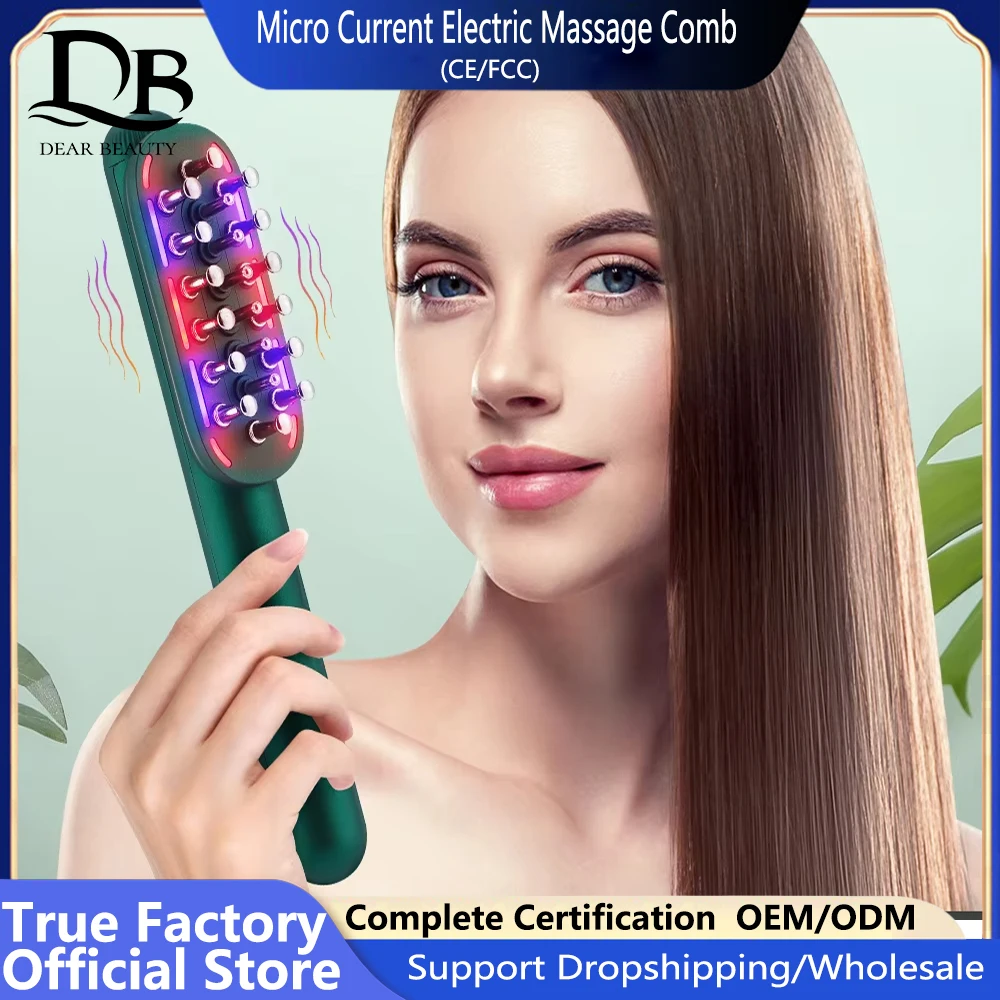 Hair Care Comb Micro Current Electric Massage Conditioner LED Colored Light Hot Compress Scalp