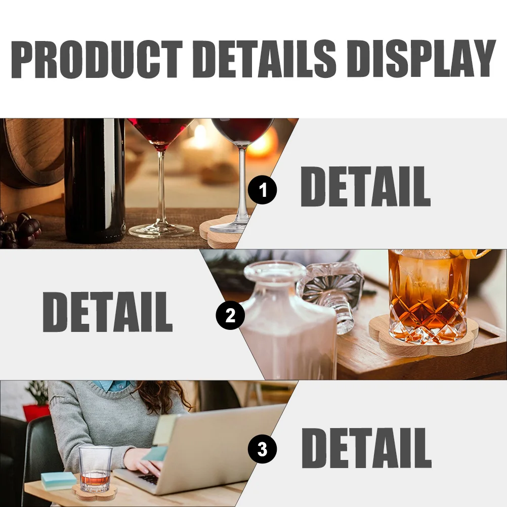 

2Pcs Solid Wood Coaster Heat Insulated Home Decor Cup Mat Coffee Pad Table Protection Multifunctional Wooden coaster