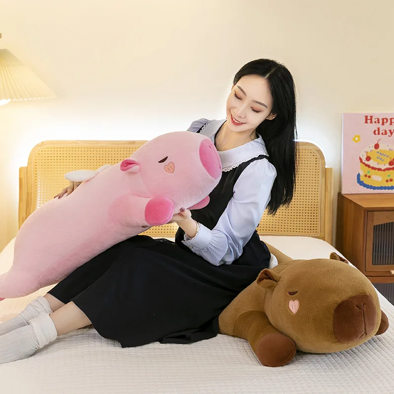 Leuke Kawaii Capybara Knuffel Gevulde Pop voor Kinderen Verjaardag Kerstcadeau Zachte Knuffelbare Engel Huisdier Slaapkussen Knuffelige Baby