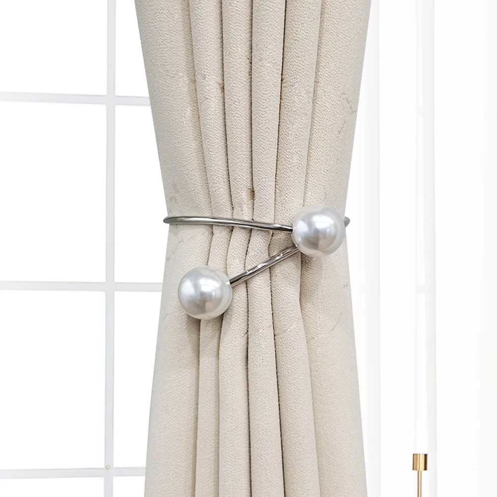 

2Pcs Pearl Curtain Tiebacks Decorative Alloy Holdbacks for Home Window Drapery Elegant Curtain Accessories Drapery Holdbacks